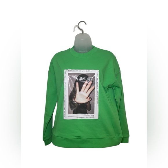 ZGY Denim NWT Green Polaroid Graphic Sweatshirt XS 100% Cotton - Picture 2 of 6